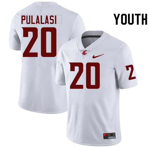 Youth #20 Leo Pulalasi Washington State Cougars College Football Jerseys Stitched-White